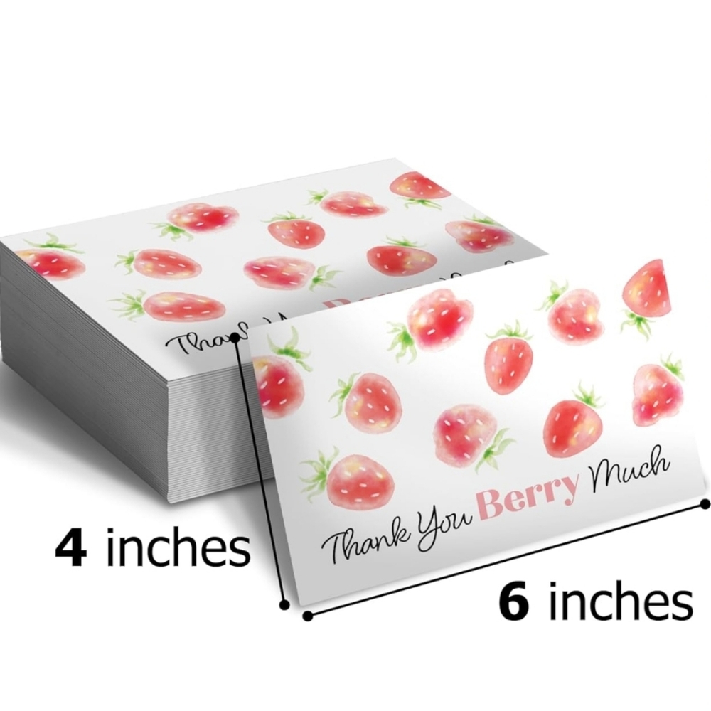 50 4x6 Strawberry Thank You Insert Cards